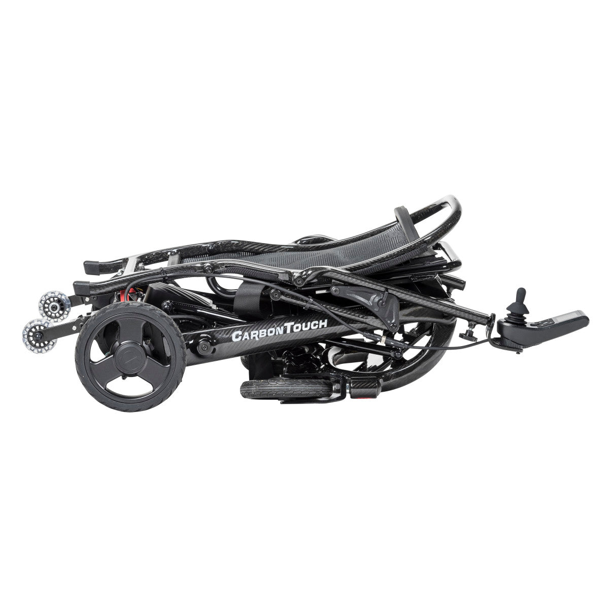 Drive Medical CarbonTouch power wheelchair folded flat for travel